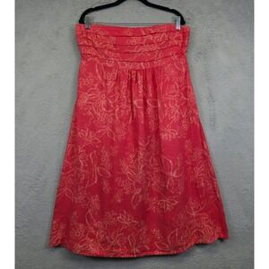 Banana Republic‎ Babydoll Dress Womens 14 Red Strapless Linen Floral Flowy Y2K